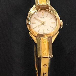 Consul Vintage Gold Plated Swiss Bracelet Enamel Watch
